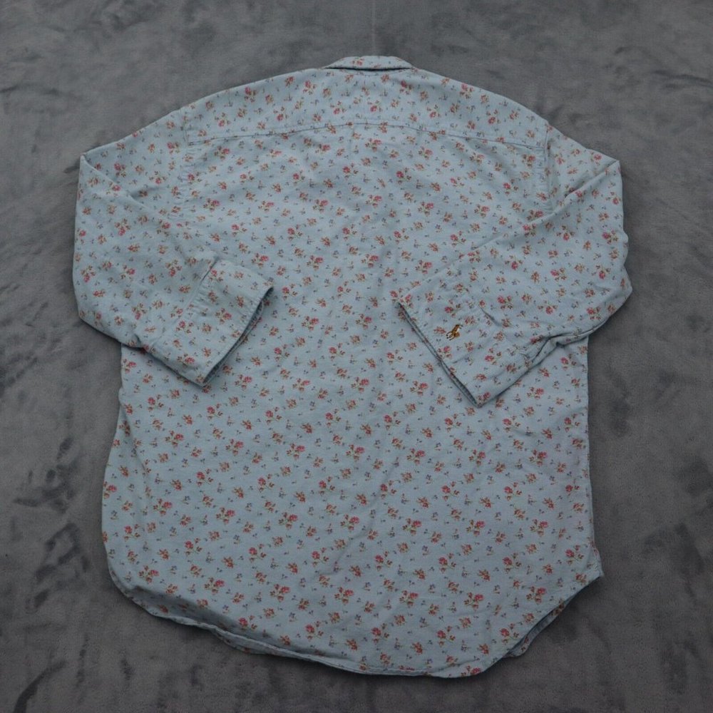 Ralph Lauren Sport Shirt Mens M Blue Floral Button Up Half Sleeve Collared Top - Picture 12 of 16